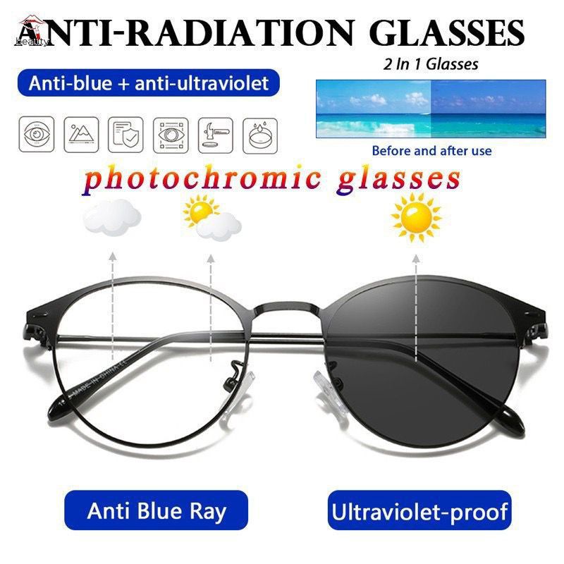 hokkiterus21 ⭐⭐⭐⭐⭐ UV400 kacamata photocromic anti radiasi anti blueray kacamata korea kacamata 2in1 U001