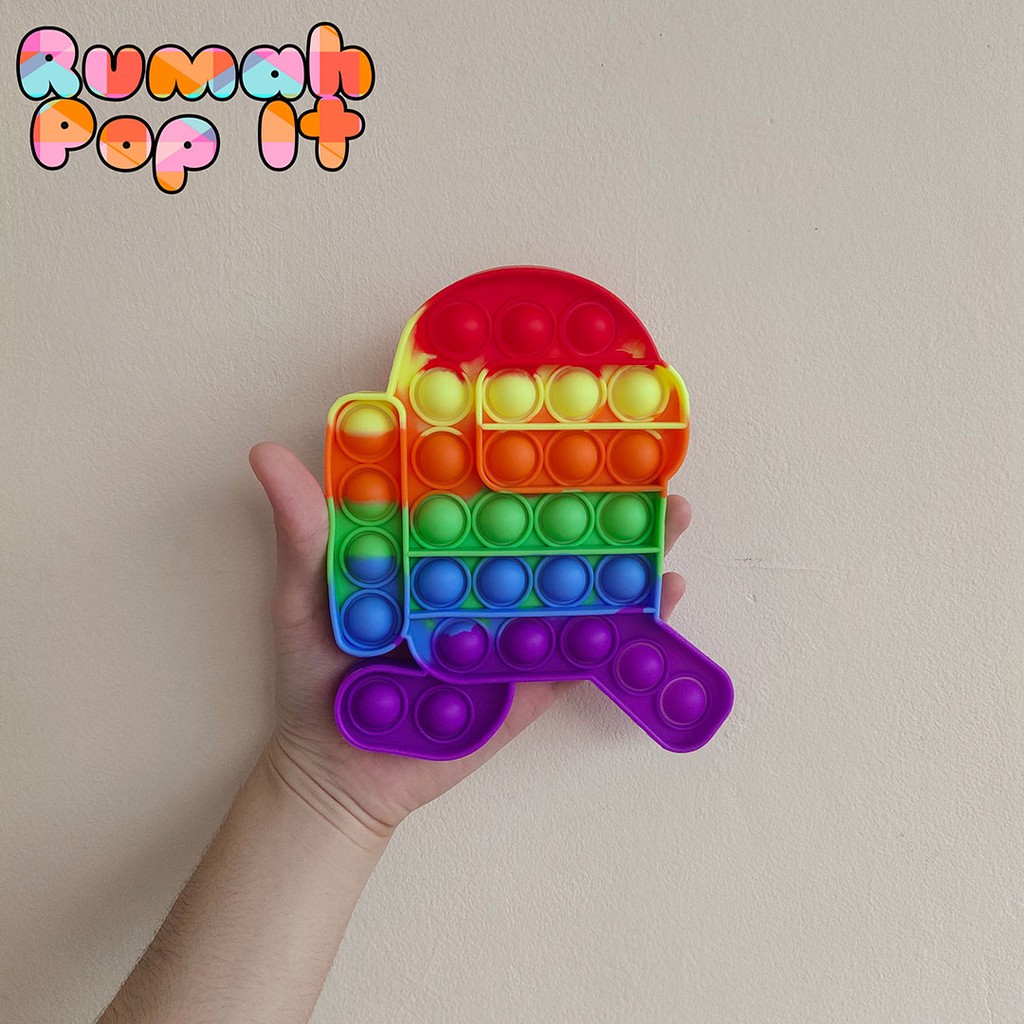 Pop It Fidget Toys Among Us Lari Rainbow Fidget Pop It Squishy Mainan Pop It Shopee Indonesia