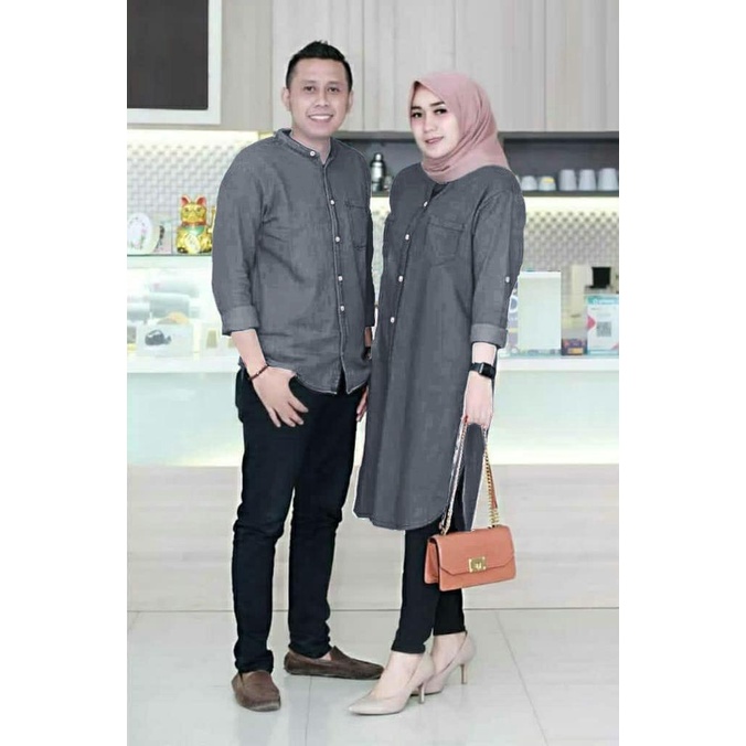 COUPLE JEANO / PAKAIAN COUPLE KEMEJA DAN TUNIK / BAJU PASANGAN MUSLIM