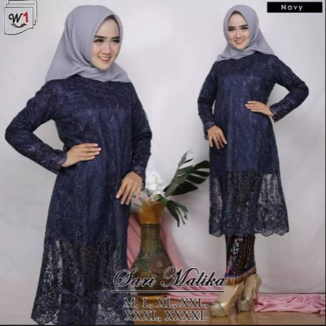 Setelan kebaya terbaru panjang model tunik bawahn prisket katun ful karet