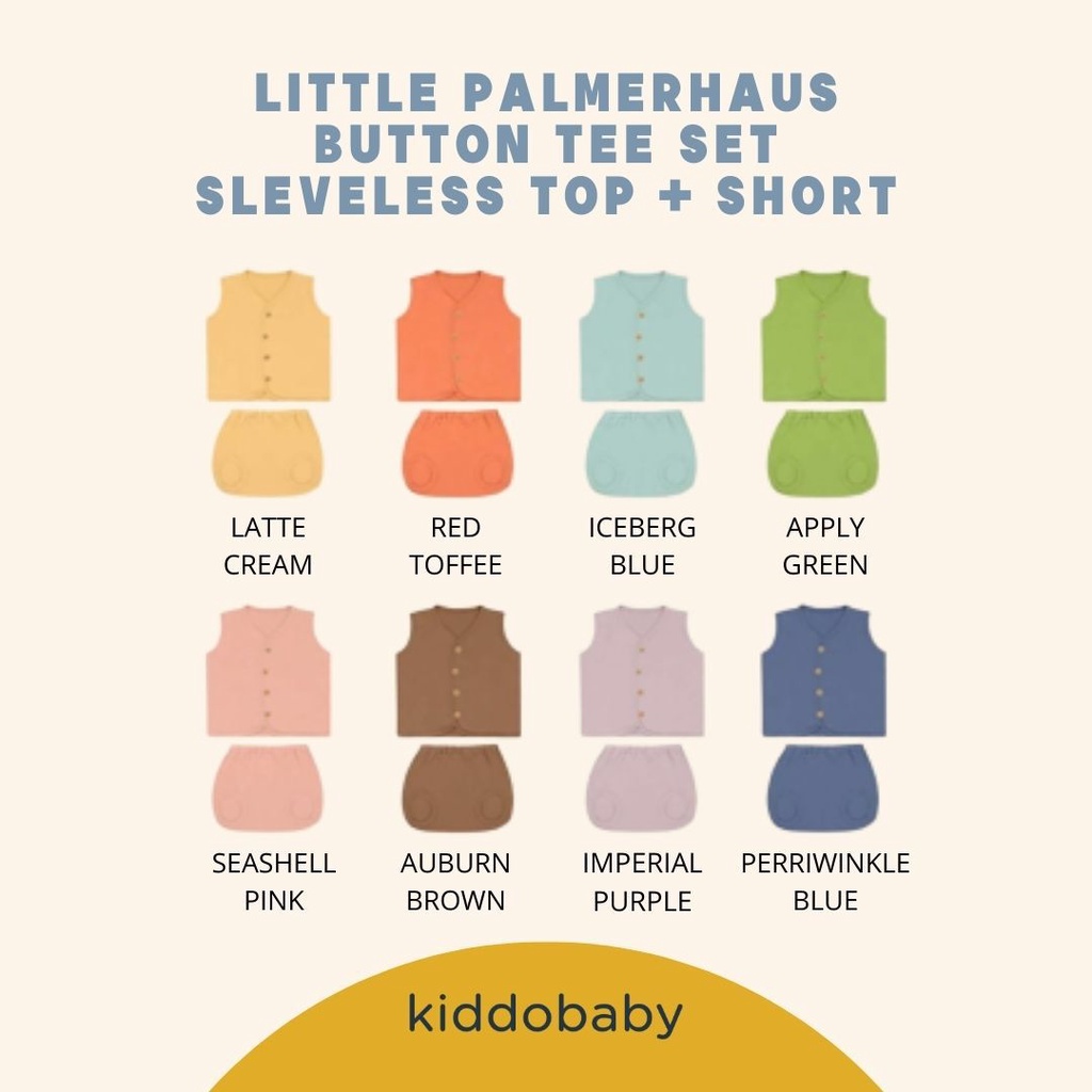 Little Palmerhaus Button Tee Set Sleeveless + Shorts | Setelan Baju Bayi