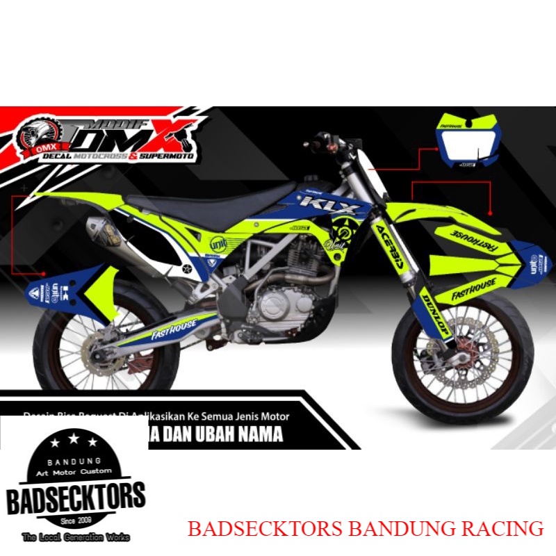 sticker decal kawasaki klx motif acerbis biru hijau stabilo keren
