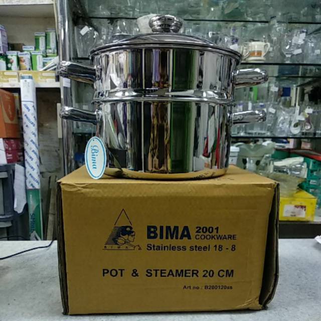 BIMA POT DAN STEAMER 20 CM // BIMA STAINLESS STEEL 3 LITER // BIMA B200120SS