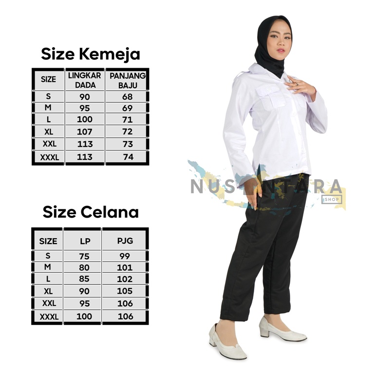 Seragam Pns Hitam Putih Wanita Setelan Kemeja Pdh ROK &amp; CELANA Hitam Pns Seragam Pns Wanita Baju Pemda Wanita Baju Putih Pns