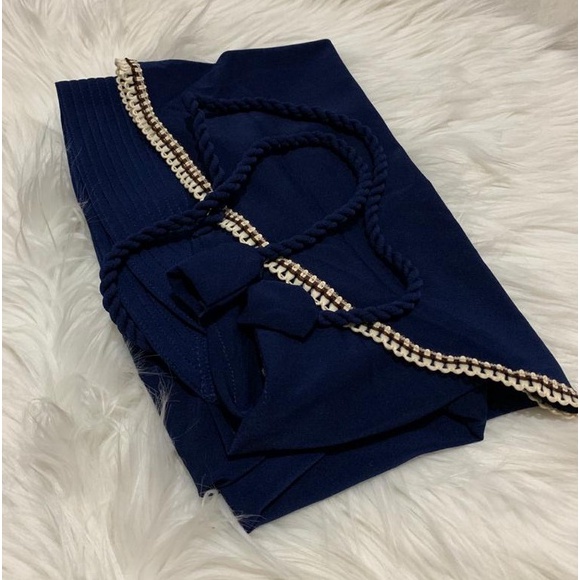 Jilbab Bergo Instan Maryam Renda Tali Kepang-Navy