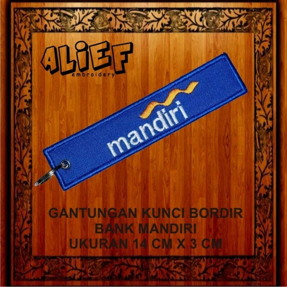 Order Langsung Souvenir Gantungan Kunci Bordir - BANK MANDIRI - Keytag - Keychain Diskon