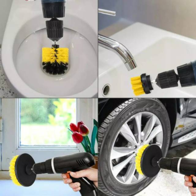 Set 6pcs Mata Bor Sikat Poles Body Roda Mobil Bor Sikat Cuci WC Springbed Karpet