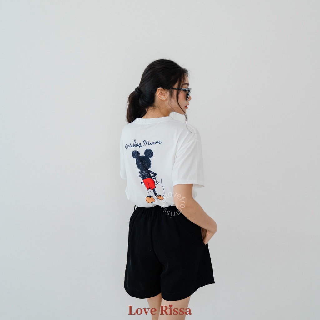 Kaos Tshirt Disney Oversized Korean Streetwear Baju Wanita Lengan Pendek Love Rissa