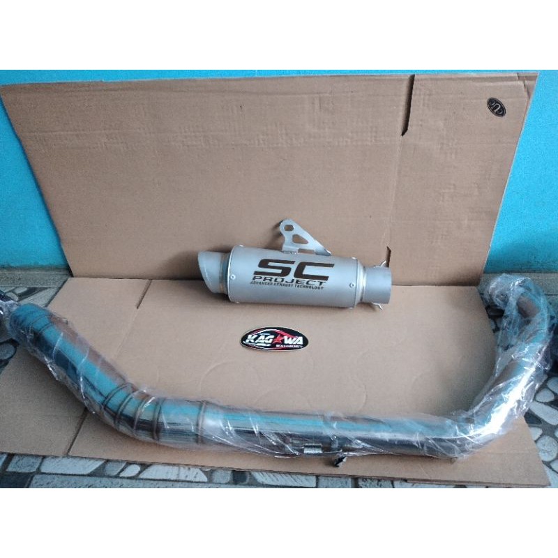 Knalpot Racing Sc Project Sandblash Cbr150r R15 v3 Satria fu Cb150r Vixion Mx king Tiger-7