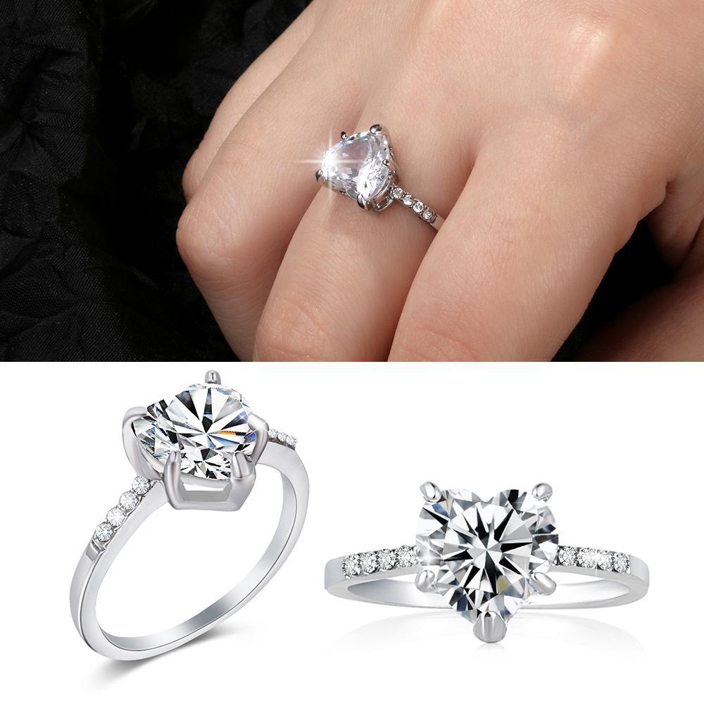 Preva Cincin Hati Fashion Tunangan Mewah Safir Putih