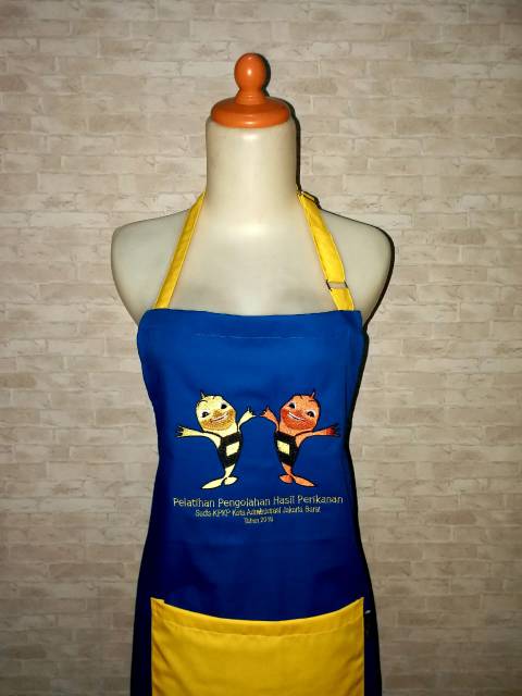 Bordir logo celemek apron,bordir logo gambar,Bordir Logo satuan,Bordir Baju,Sablon baju ( link khusus biaya tanbahan bordir dan sablon )