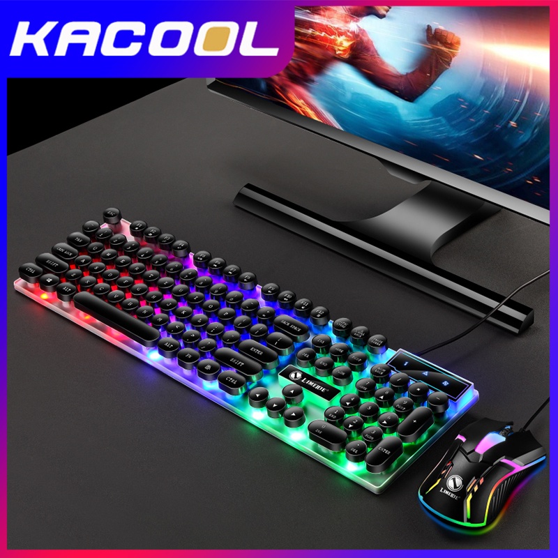 Gaming Keyboard Mechanical Komputer Set Gaming Mouse dan Keyboard USB Cable RGB GTX300 Black Gold Light Luminous mechanical keyboard