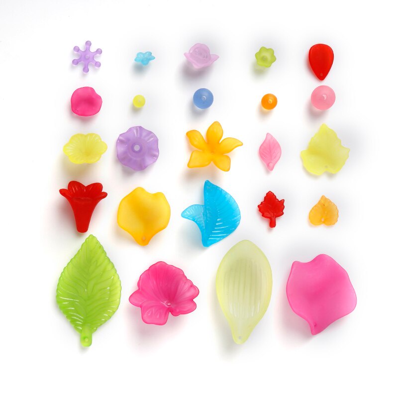 20-400 PCS High Quality Wholesale Fashion Mixed Flower/Leaf Frosted Acrylic Spacer Beads Caps For DIY Fashion Jewelry Necklace Bracelet