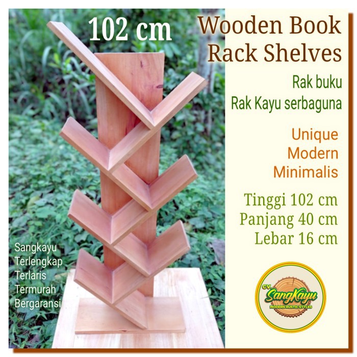 Rak buku rak kayu 102cm wooden book rack shelves rak kayu serbaguna