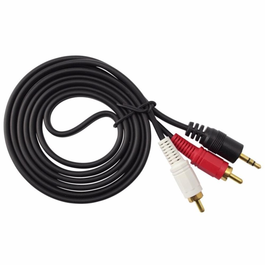 Cable Aux 3.5mm To Rca 2 1.5m gold stereo standard - kabel audio 3.5 to av video rca2 1.5 meter