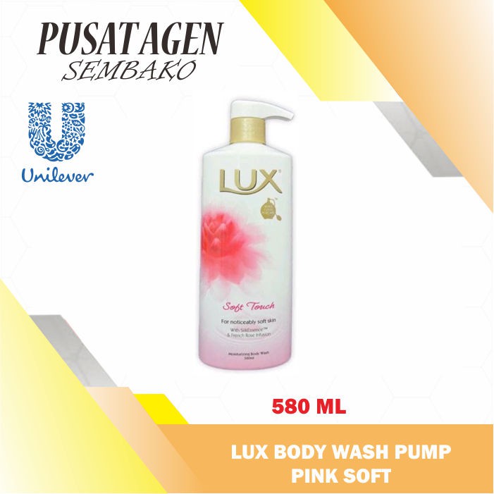 LUX BODY WASH PINK SOFT PUMP 580 ML SABUN MANDI CAIR BOTOL POMPA 580ML BODYWASH