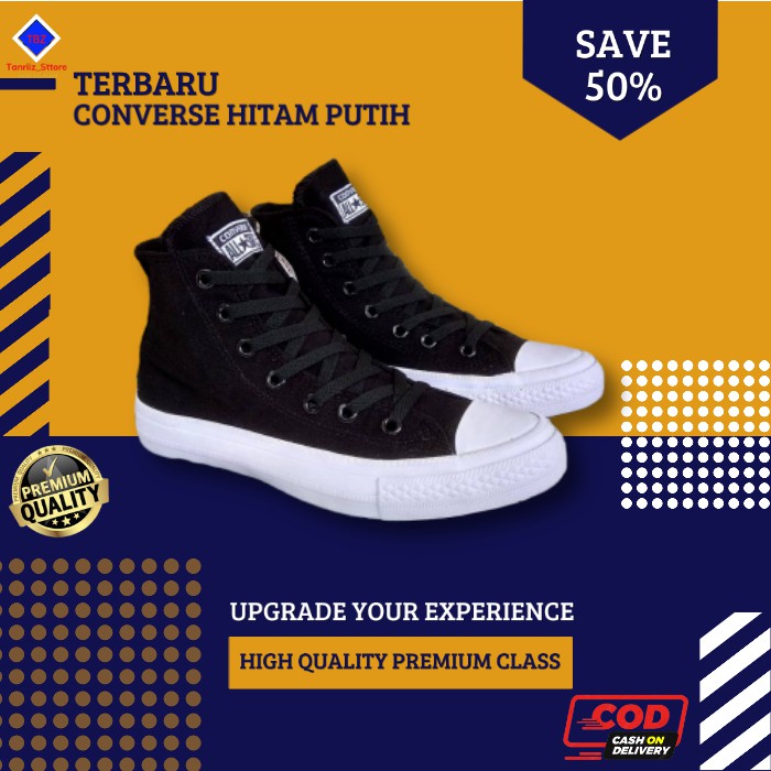 New Best Seller Sepatu Converse White Off Putih Hitam Klasik 70's Tinggi - Sepatu Convers All Star C