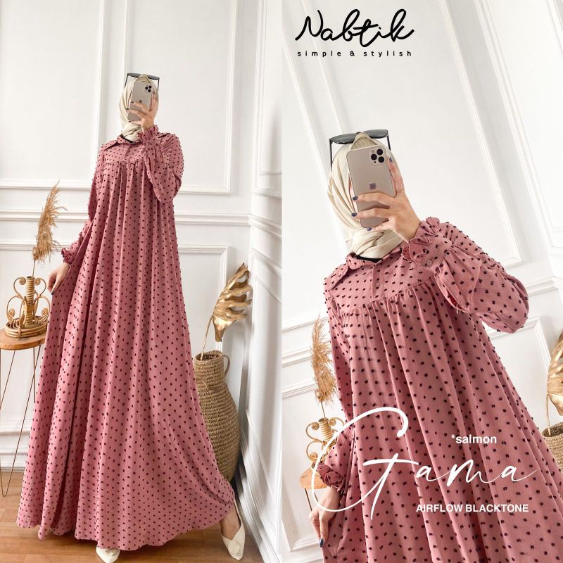 GAMA DRES Gamis Motif Airflow Backtone Ori Produk Nabtik