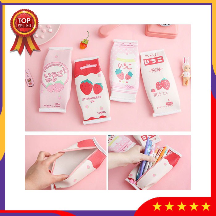 

ZVB5 Tempat Pensil Pencil Case Japanese Strawberry Milk Pouch Alat Tulis Peralatan Sekolah