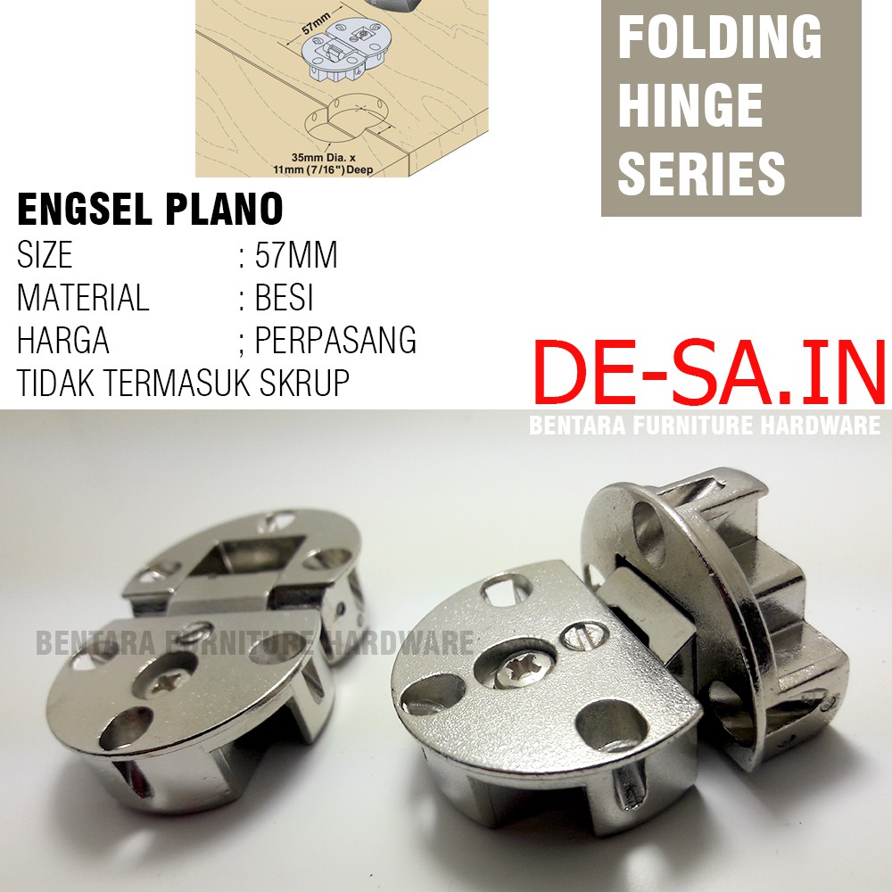 2 x Iron Flap Hinges - Engsel Plano Besi