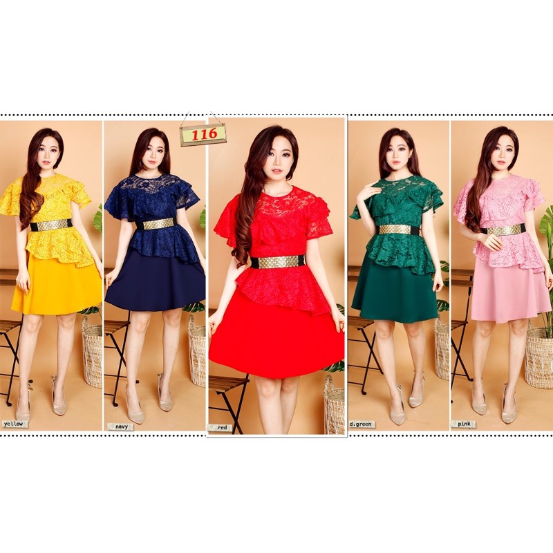 Kathryn collection # 116 Dres rok mekar scuba Import premium kombinasi brukat gliter free belt