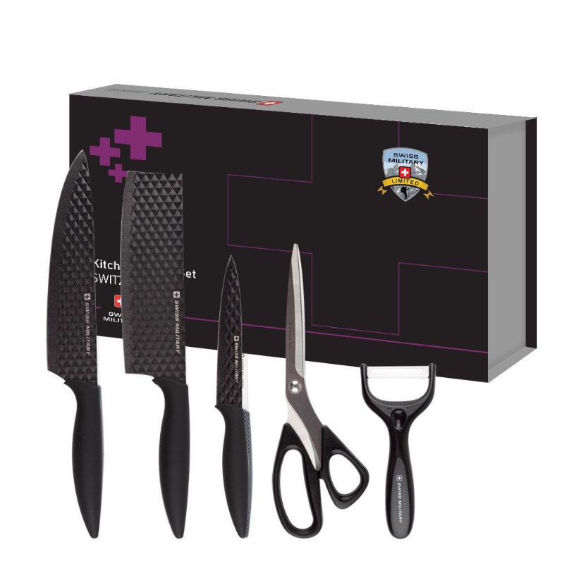 Pisau Set Swiss Military Knife Set of 5 Premium