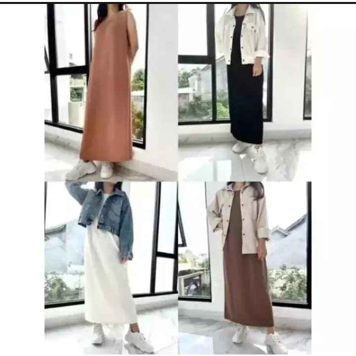 INNER DRESS TANPA LENGAN SINGLET DALEMAN DRESS MUSLIM INNER GAMIS / DALEMAN GAMIS POLOS FREANDY