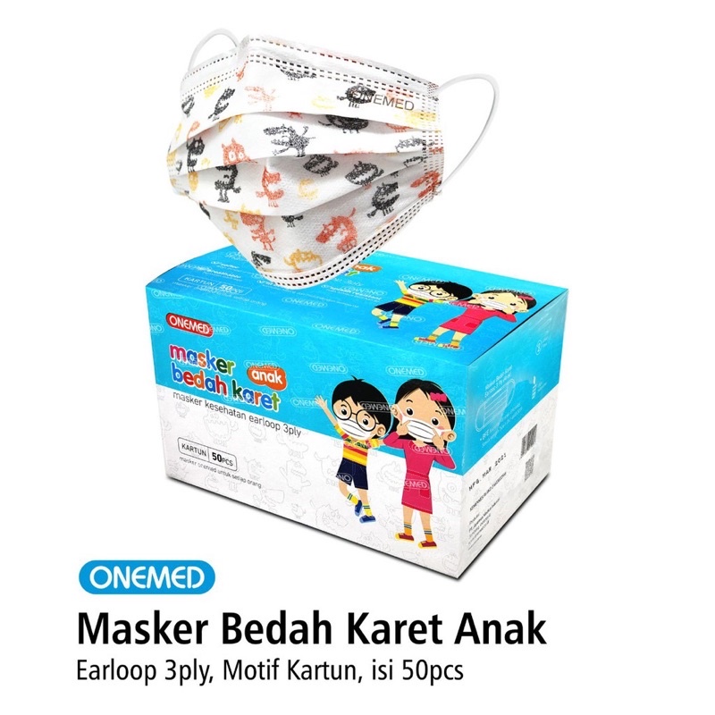 OneMed Masker Medis Karet Anak Box Isi 50Pcs