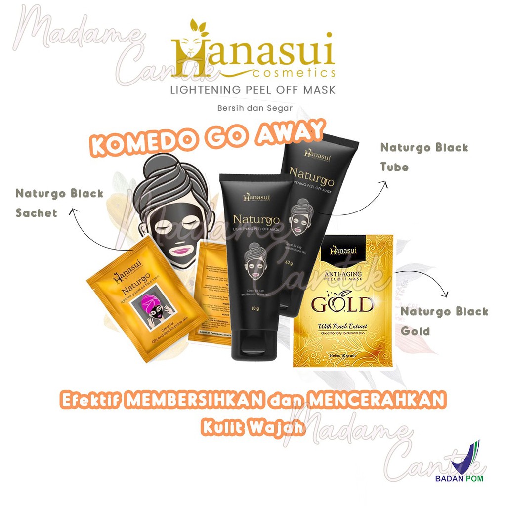 ✿ MADAME ✿ HANASUI NATURGO LIGHTENING PEEL OF MASK / MASKER KOMEDO NATURGO HITAM GOLD TUBE TELUR