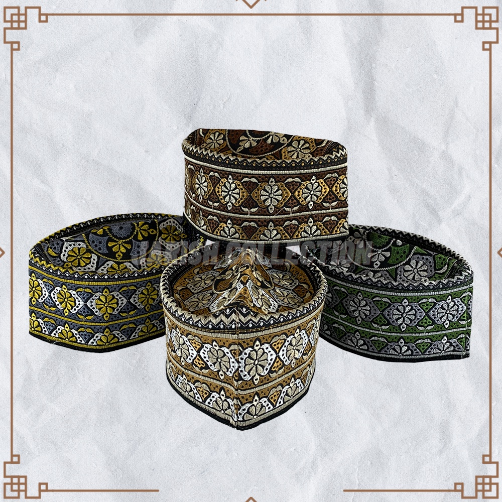Peci Oman Bangladesh Kopiah Haji Sholat Banglades Santri Pria Pesantren Songkok Temboro Kopyah Shalat Laki Dewasa Anak Kafa Kaffa Kafaa Motif Bordir Hitam Putih Kopeah Omani Bulat Tinggi Al Asas Assyarif Premium Original Songko Bulet Bundar Kembang Ori