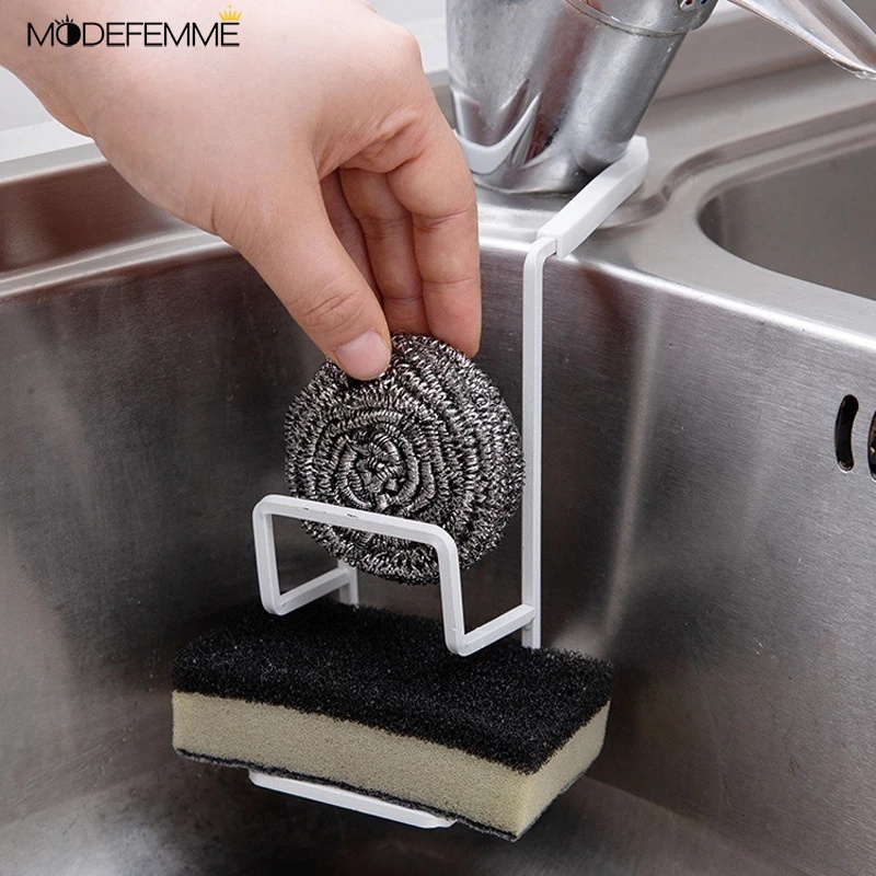 1Pc Multifunction Wall Mounted Iron Kitchen Sink Strainer Storage Basket / Sink Drain Basket / Sink Storage Drain Rack For Organize Sponge, Soap, Rag, Wash Cloth