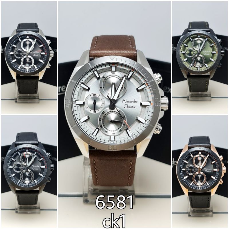 Jam tangan pria kulit Alexandre Christie AC6581MF 6581 ORIGINAL BERGARANSI RESMI