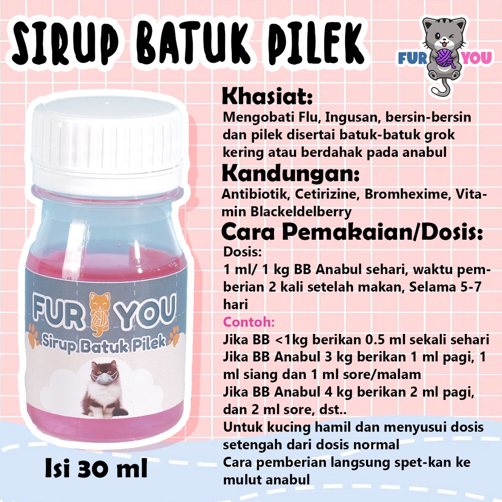 Fur you Sirup Batuk Pilek Anabul Batuk grok Parah disertai Flu Bersin Ingusan Ampuh