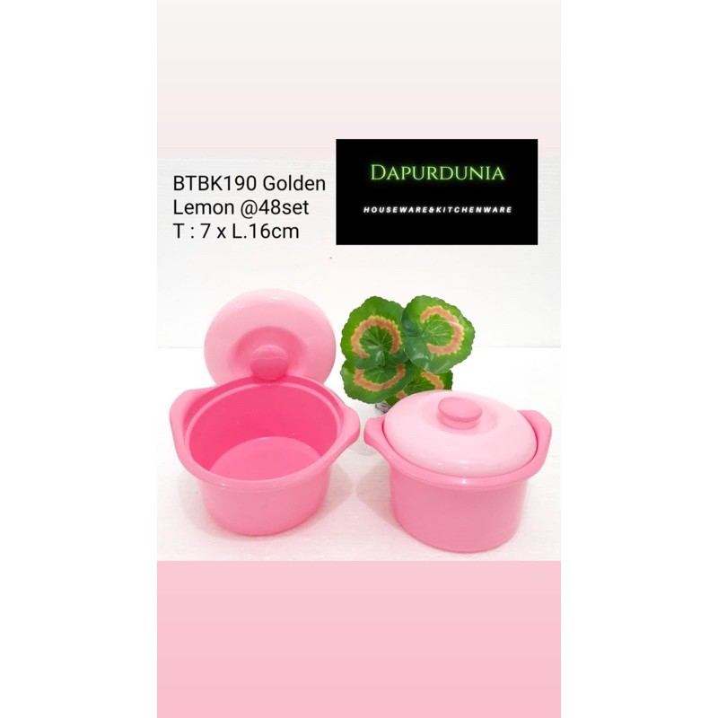 Wadah saji plastik golden lemon bulat pink ( BTBK190 ) 7cm x 16cm