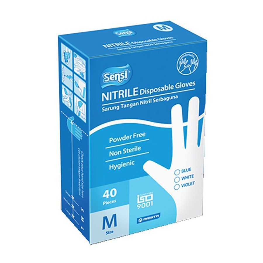 Sarung Tangan SENSI NITRILE Premium Higienis isi 40 Gloves Universal