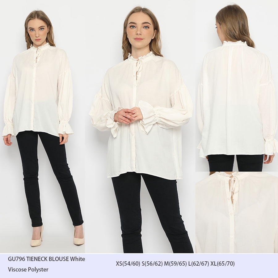BLOUSE WANITA UNIQLO GU TIENECK BLOUSE-2