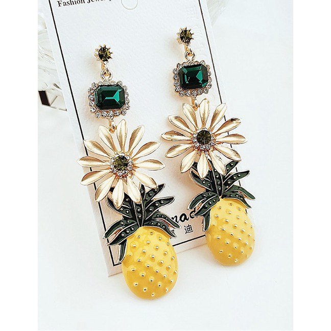LRC Anting Tusuk Fashion Yellow Pineapple Drip Earrings F49299