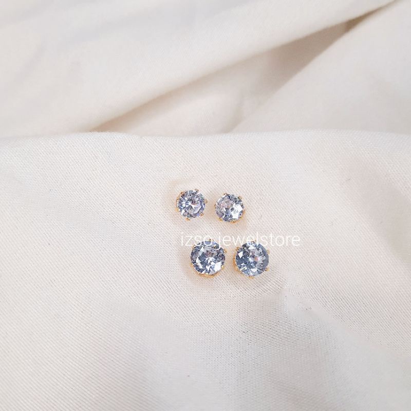 IZSO Anting Desina Anting Tusuk Titanium Earring Anti Karat Giwang Cubic Zirconia Crystal