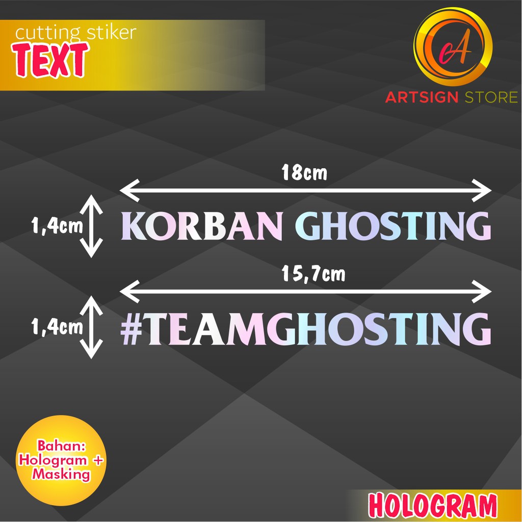 Cutting Stiker Text Hologram / KORBAN GHOSTING / TEAM GHOSTING / Stiker Visor Helm / Stiker Body