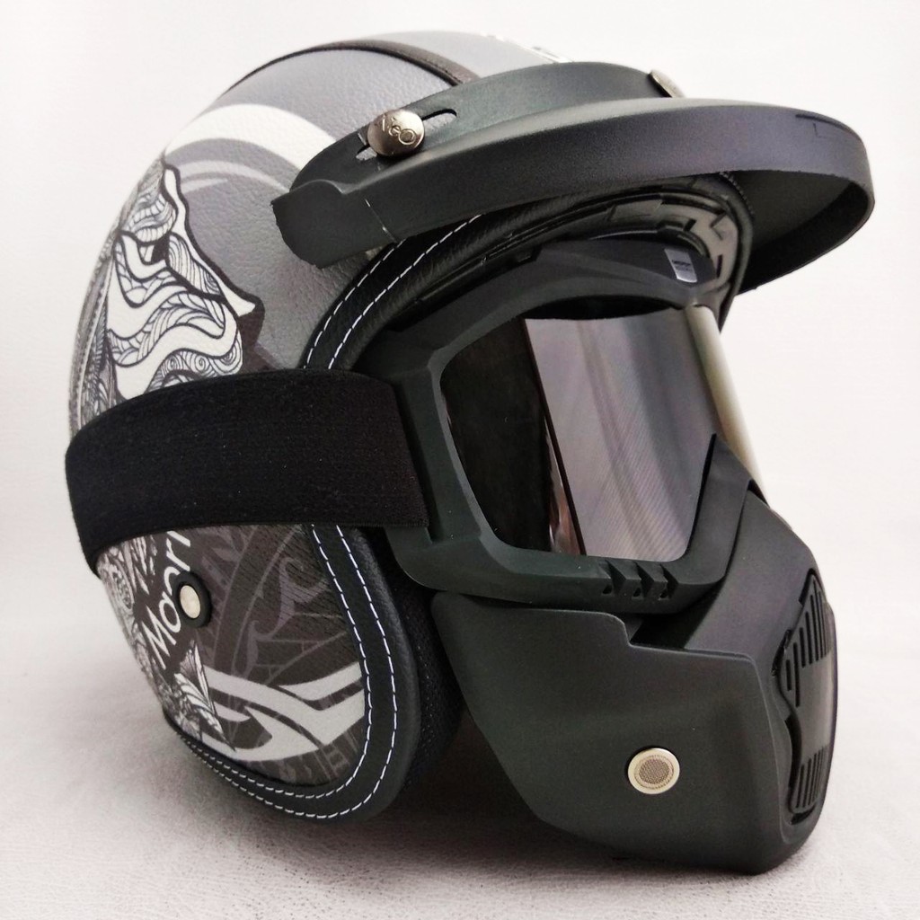Helm Google Mask goggle mask Merek INKO dan TaffSPORT Motif Lion Of Maori Retro Kulit