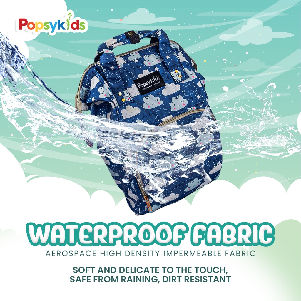 PopsyKids Multifunction Baby Diaper Bag - Tas Bayi Popok Multifungsi - Tas Perlengkapan Bayi Multifungsi