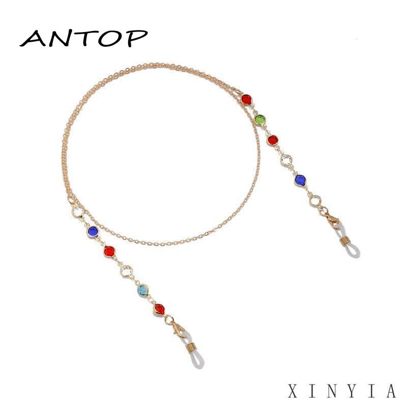Tali Rantai Kacamata Handmade Bahan Metal Aksen Kristal Warna-Warni Untuk Wanita
