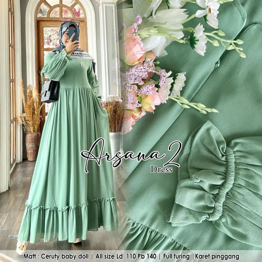 ARSANA DRESS- dress wanita / dress kondangan / dress polos / dress murah / dress wanita muslimah