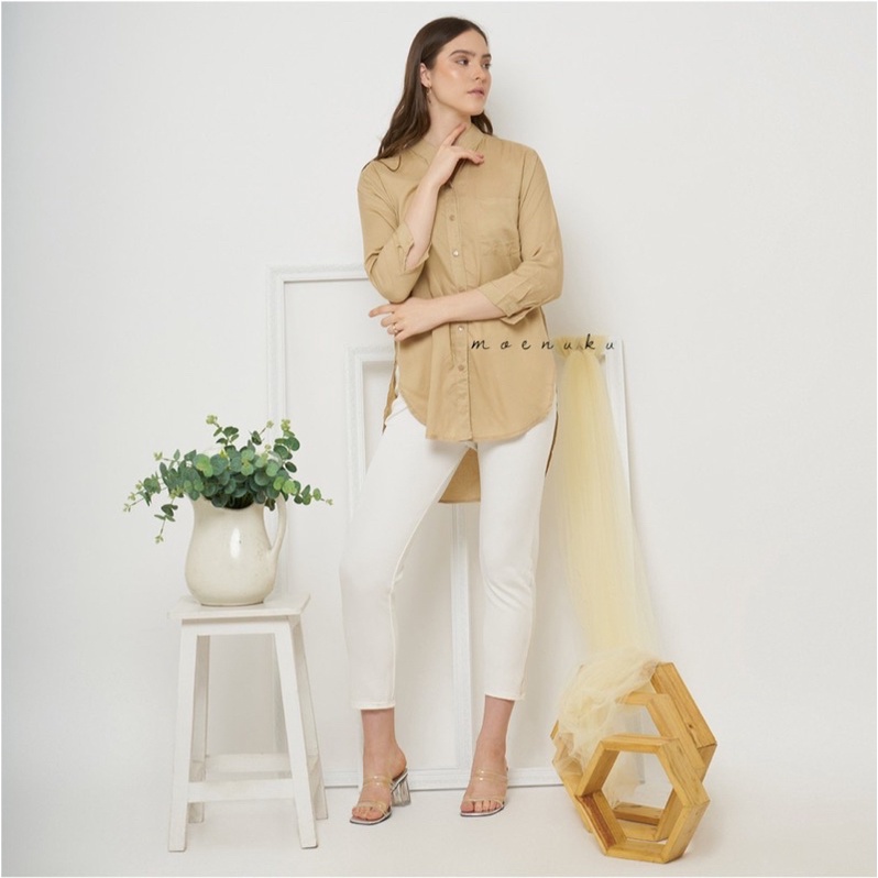 Kemeja Basic Kemeja Polos Lengan Panjang Wanita  Kemeja Rayon