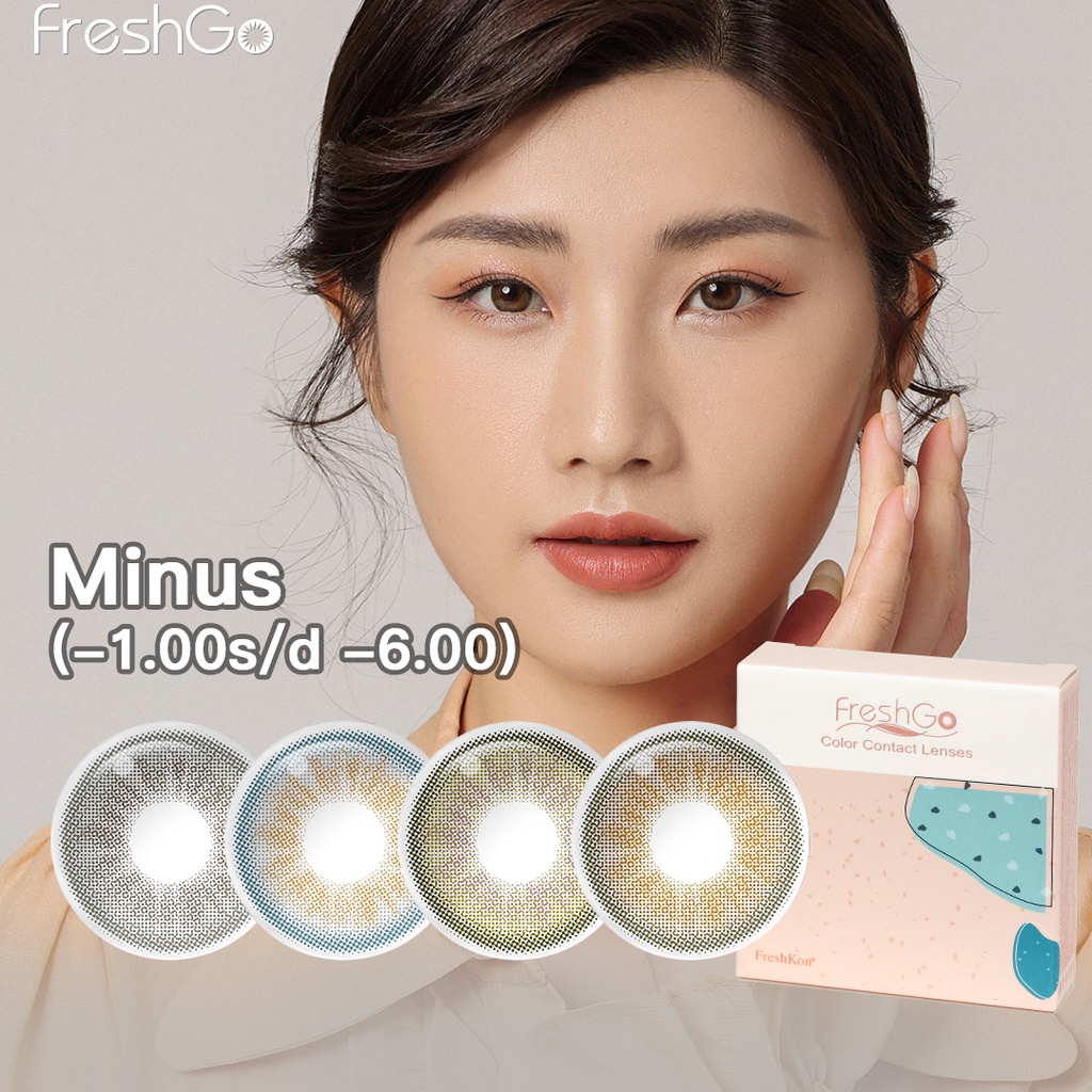 FreshKon Softlens Minus(-0.00 s/d -6.00) lensa kontak warna DIA 14.00mm gaya korea softlens grey