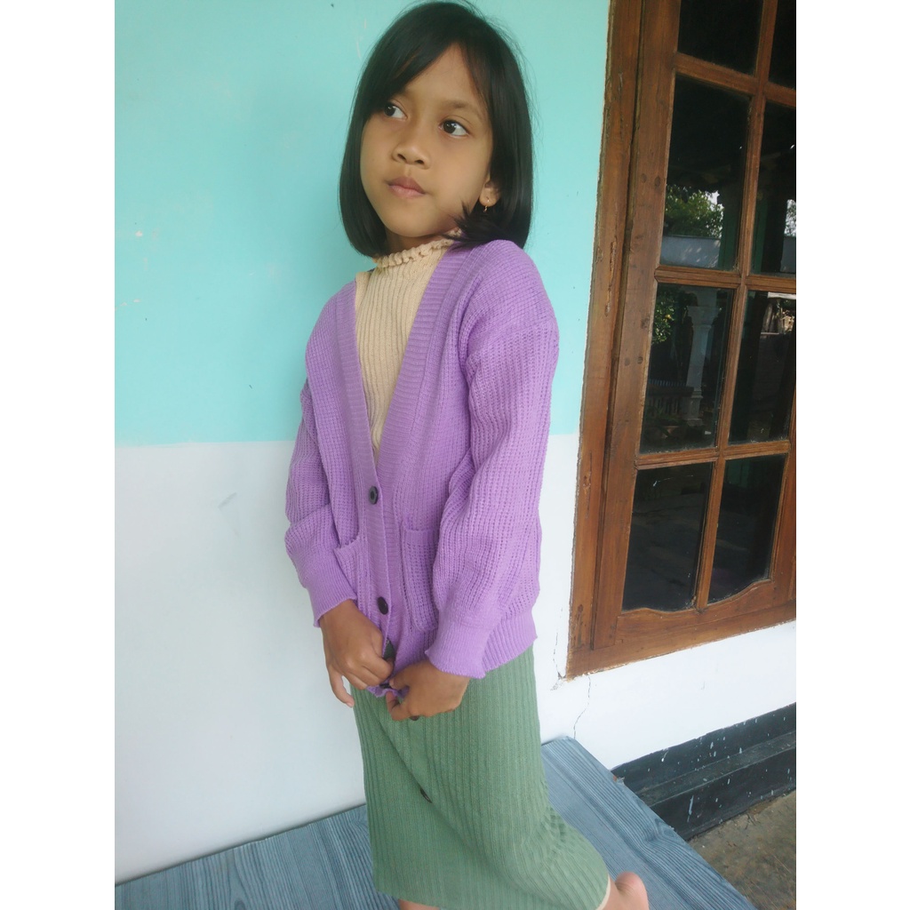 Baju rajut anak twis/Cardigan rajut anak perempuan 2-4 thn/cardy kancing batok/kardigan