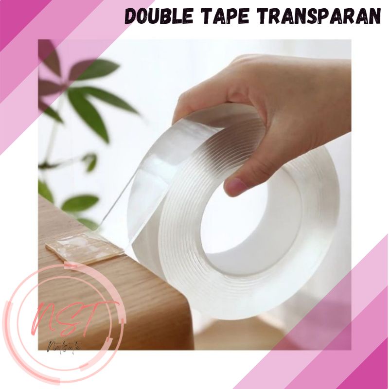 

Double Tape Nano Bening Trasparan 1M 3M 5M Isoasi Tempelan Serbaguna1 3 5 METER