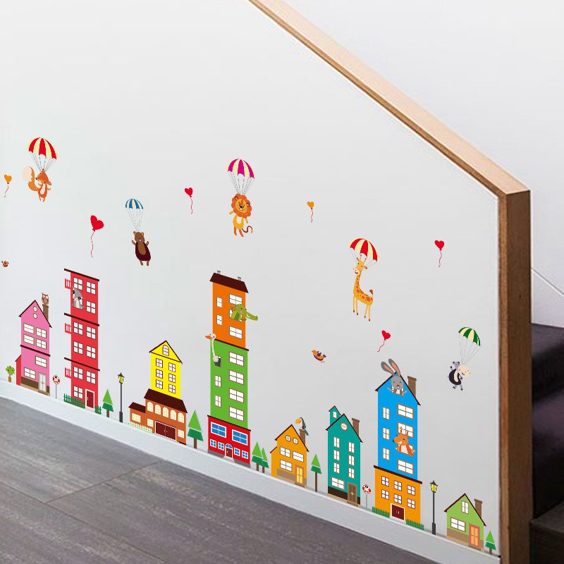 Reliza Wall Sticker Big Town City Kids Kota Anak Wallsticker Stiker Dinding LDR8101