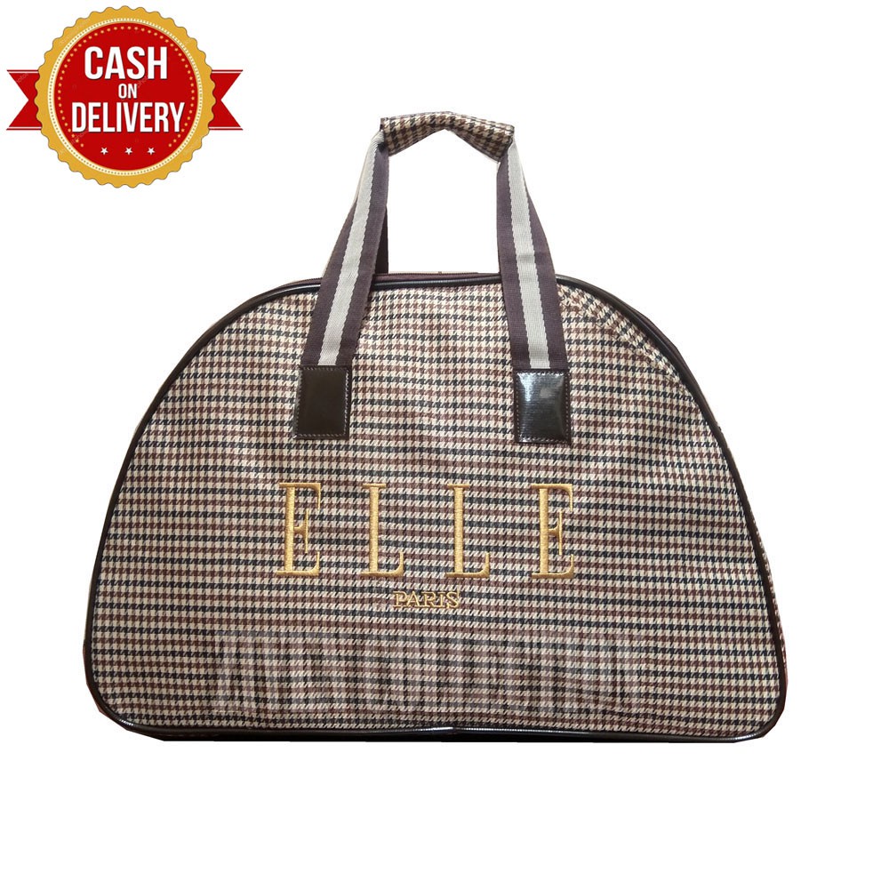 Tas Wanita Elle jinjing tas pakaian jumbo -Motik kotak kotak warna light grey