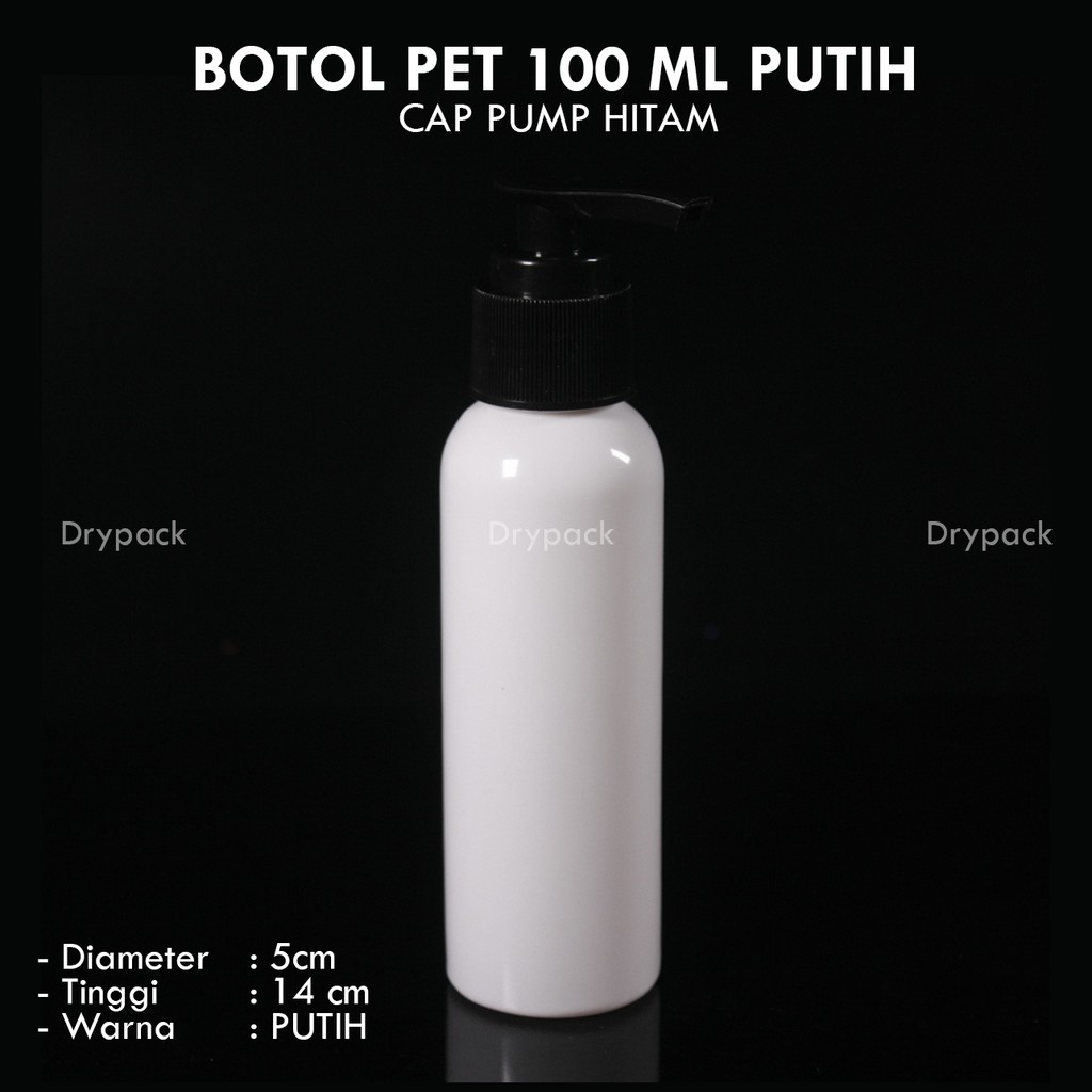 Botol PET Pump 100ml Putih (Tutup Hitam)